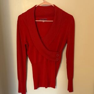 Derek Heart Red Wrap Sweater